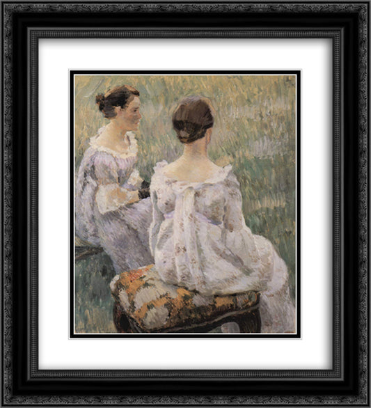 Two Ladies 20x22 Black Ornate Wood Framed Art Print Poster with Double Matting by Borisov Musatov, Victor