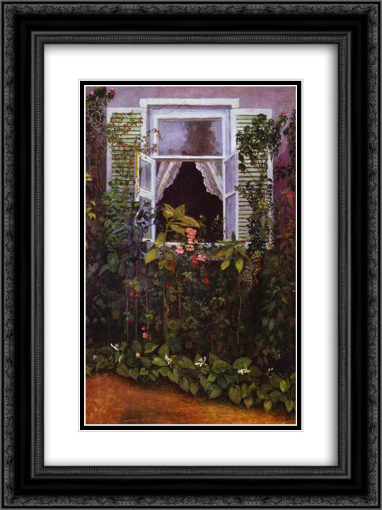 Window 18x24 Black Ornate Wood Framed Art Print Poster with Double Matting by Borisov Musatov, Victor