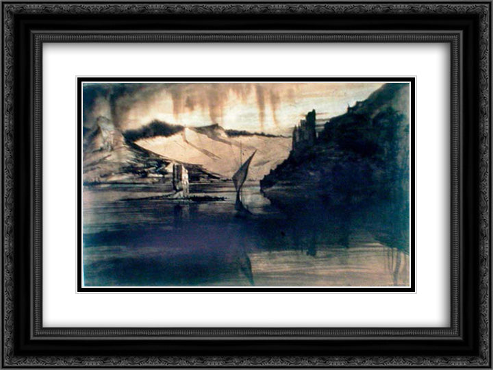 La tour des rats 24x18 Black Ornate Wood Framed Art Print Poster with Double Matting by Hugo, Victor