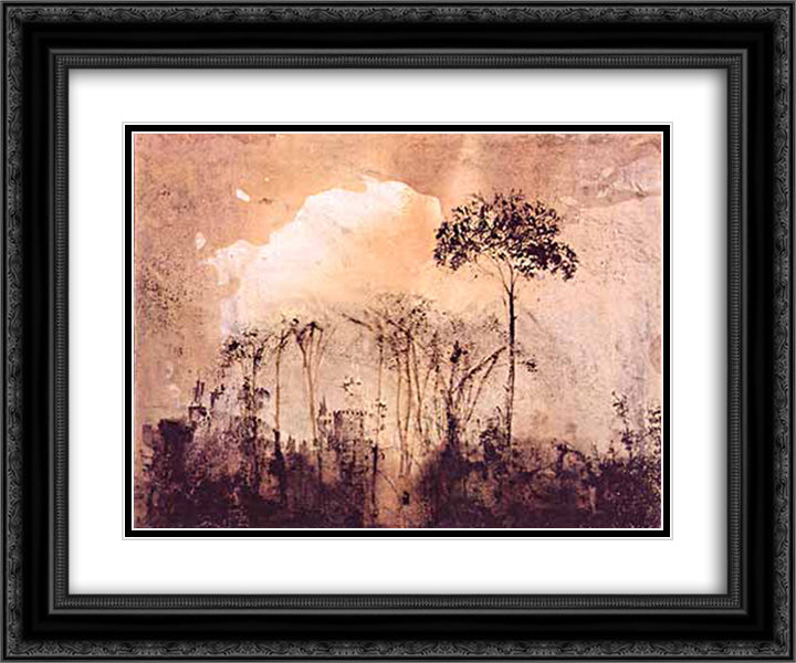 Le Gai Chateau 24x20 Black Ornate Wood Framed Art Print Poster with Double Matting by Hugo, Victor