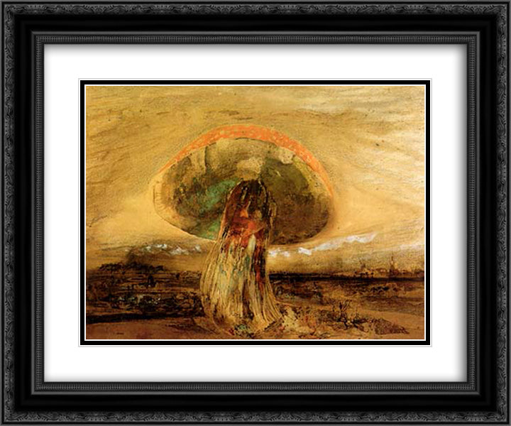 Mushroom 24x20 Black Ornate Wood Framed Art Print Poster with Double Matting by Hugo, Victor
