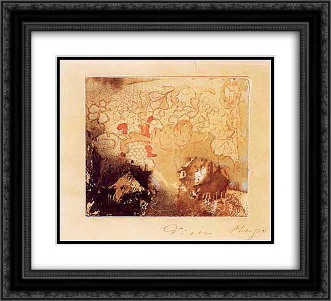 Old House 22x20 Black Ornate Wood Framed Art Print Poster with Double Matting by Hugo, Victor
