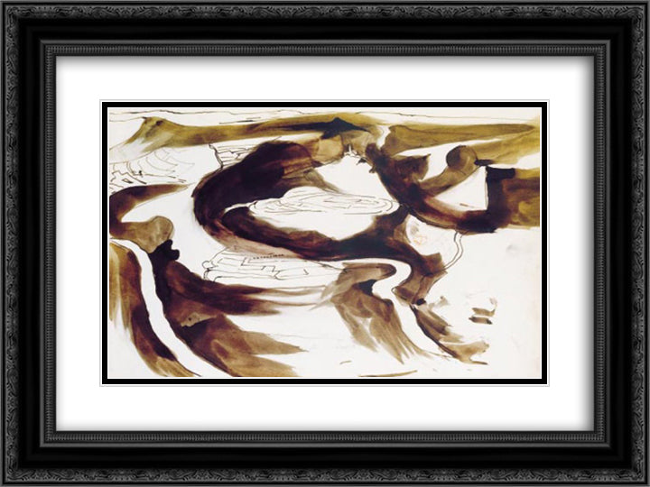 Our valley 24x18 Black Ornate Wood Framed Art Print Poster with Double Matting by Hugo, Victor