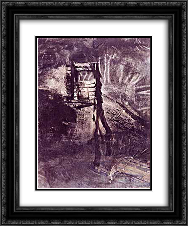 Pecherie at night 20x24 Black Ornate Wood Framed Art Print Poster with Double Matting by Hugo, Victor
