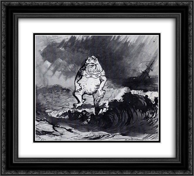 The King of the Auxcriniers 22x20 Black Ornate Wood Framed Art Print Poster with Double Matting by Hugo, Victor
