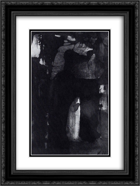The Mouth of Darkness 18x24 Black Ornate Wood Framed Art Print Poster with Double Matting by Hugo, Victor