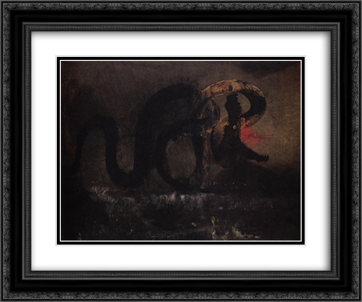 The Snake 24x20 Black Ornate Wood Framed Art Print Poster with Double Matting by Hugo, Victor