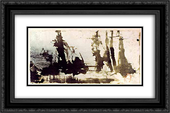 Voilures 24x16 Black Ornate Wood Framed Art Print Poster with Double Matting by Hugo, Victor