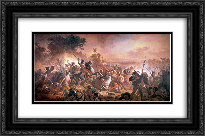 Batalha de Guararapes 24x16 Black Ornate Wood Framed Art Print Poster with Double Matting by Meirelles, Victor