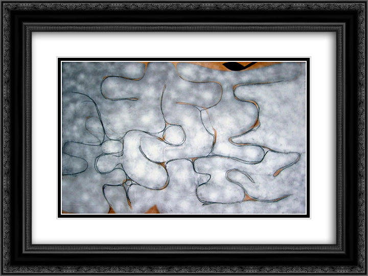 Grey Symphony 24x18 Black Ornate Wood Framed Art Print Poster with Double Matting by Pasmore, Victor