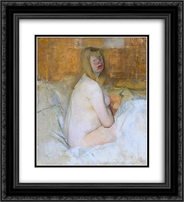Nude 20x22 Black Ornate Wood Framed Art Print Poster with Double Matting by Pasmore, Victor
