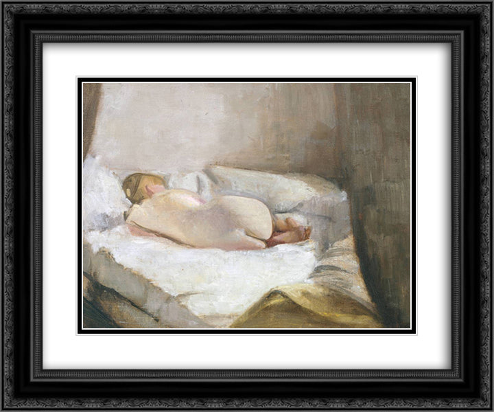 Reclining Nude 24x20 Black Ornate Wood Framed Art Print Poster with Double Matting by Pasmore, Victor