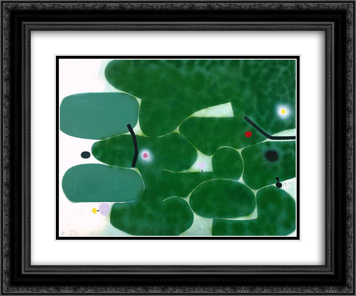 The Green Earth 24x20 Black Ornate Wood Framed Art Print Poster with Double Matting by Pasmore, Victor