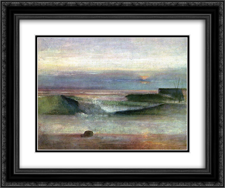 The Wave 24x20 Black Ornate Wood Framed Art Print Poster with Double Matting by Pasmore, Victor