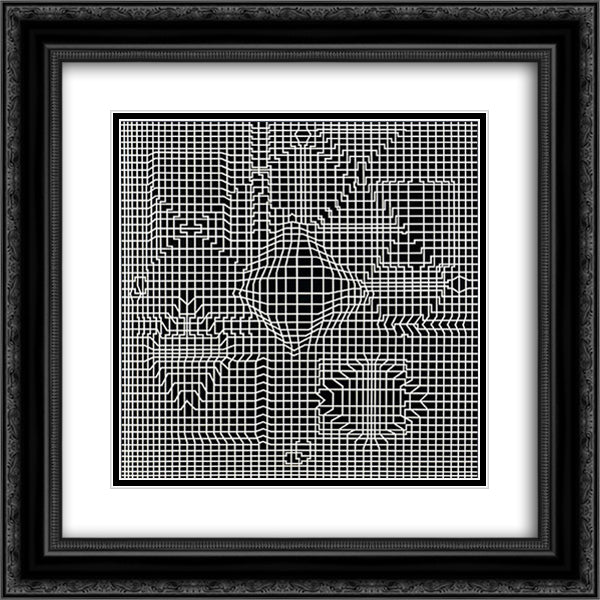 Biadan 20x20 Black Ornate Wood Framed Art Print Poster with Double Matting by Vasarely, Victor