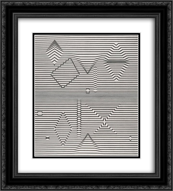 Naissance 20x22 Black Ornate Wood Framed Art Print Poster with Double Matting by Vasarely, Victor