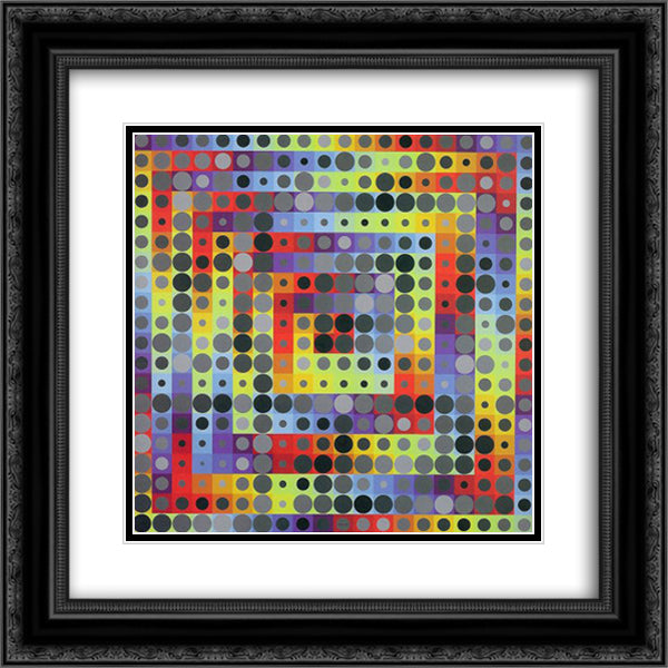 Orion Gris 20x20 Black Ornate Wood Framed Art Print Poster with Double Matting by Vasarely, Victor
