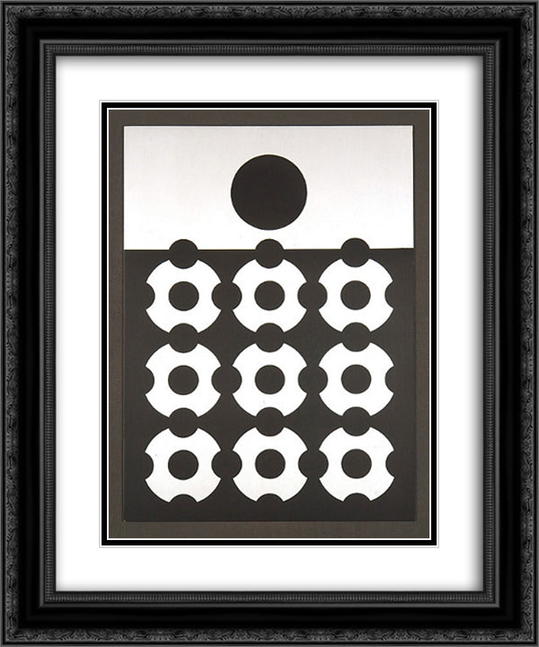 Relief Metal 20x24 Black Ornate Wood Framed Art Print Poster with Double Matting by Vasarely, Victor
