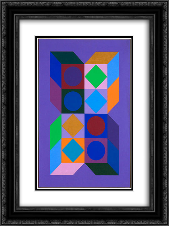 Sonora Do 18x24 Black Ornate Wood Framed Art Print Poster with Double Matting by Vasarely, Victor
