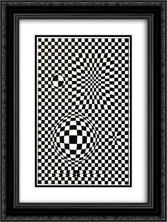 Vega 18x24 Black Ornate Wood Framed Art Print Poster with Double Matting by Vasarely, Victor
