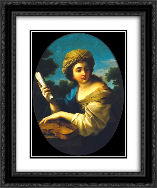 Music's allegory 20x24 Black Ornate Wood Framed Art Print Poster with Double Matting by Portuense, Vieira