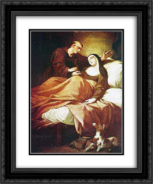 Santa Maria de Cortona 20x24 Black Ornate Wood Framed Art Print Poster with Double Matting by Portuense, Vieira