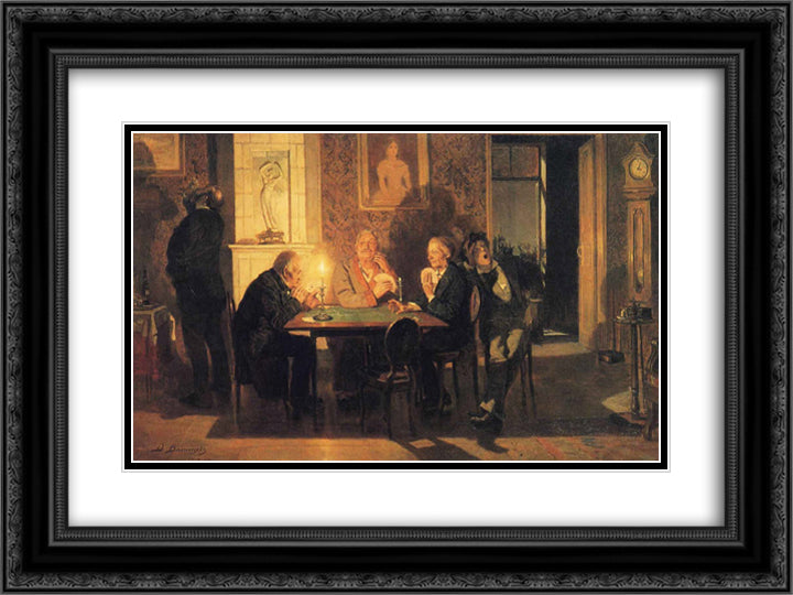 A Game of Preference 24x18 Black Ornate Wood Framed Art Print Poster with Double Matting by Vasnetsov, Viktor