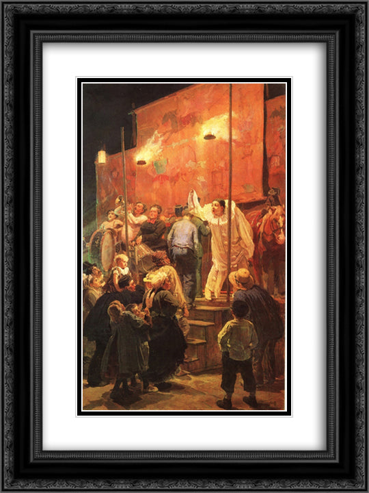 Acrobats (Festival in a Paris Suburb) 18x24 Black Ornate Wood Framed Art Print Poster with Double Matting by Vasnetsov, Viktor