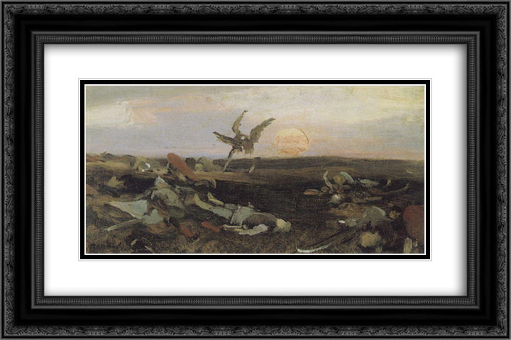 After the carnage Igor Svyatoslavich with Polovtsy (sketch) 24x16 Black Ornate Wood Framed Art Print Poster with Double Matting by Vasnetsov, Viktor