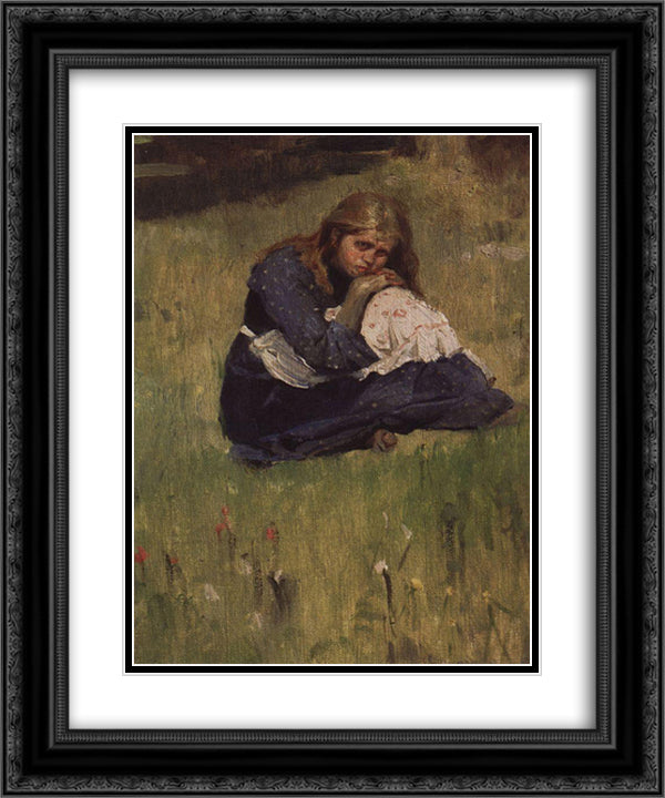 Alenushka 20x24 Black Ornate Wood Framed Art Print Poster with Double Matting by Vasnetsov, Viktor