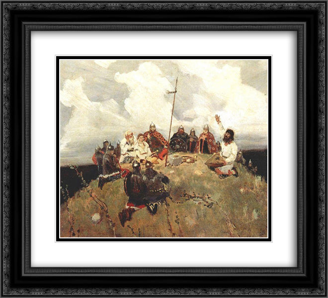 Bayan (sketch) 22x20 Black Ornate Wood Framed Art Print Poster with Double Matting by Vasnetsov, Viktor