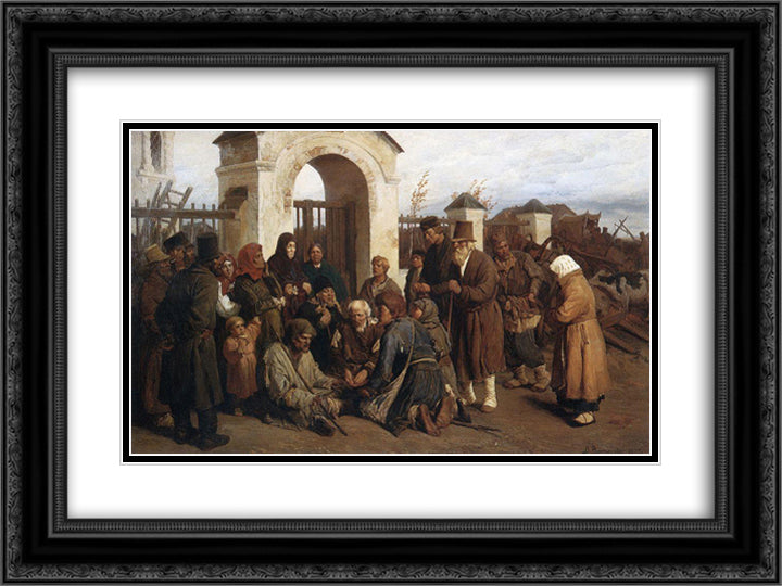 Beggars singer (Pilgrims) 24x18 Black Ornate Wood Framed Art Print Poster with Double Matting by Vasnetsov, Viktor