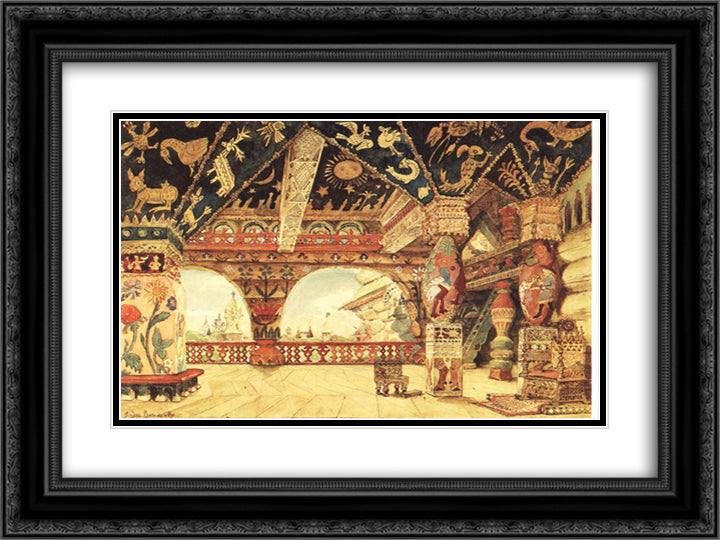 Berendei Palace 24x18 Black Ornate Wood Framed Art Print Poster with Double Matting by Vasnetsov, Viktor