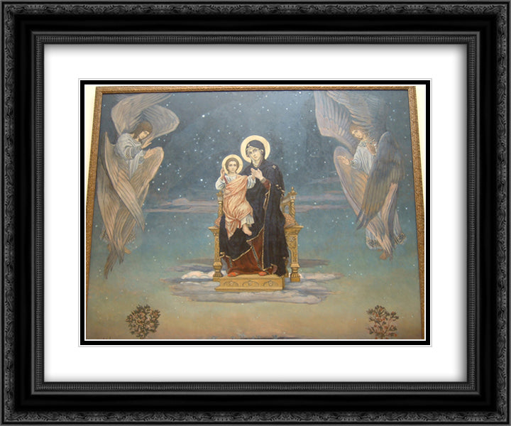 Bogomater 24x20 Black Ornate Wood Framed Art Print Poster with Double Matting by Vasnetsov, Viktor