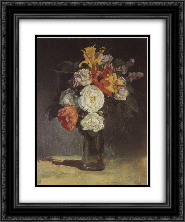 Bouquet. Abramtzevo 20x24 Black Ornate Wood Framed Art Print Poster with Double Matting by Vasnetsov, Viktor