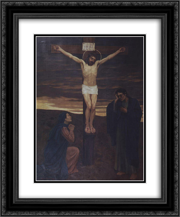 Crucifixion 20x24 Black Ornate Wood Framed Art Print Poster with Double Matting by Vasnetsov, Viktor