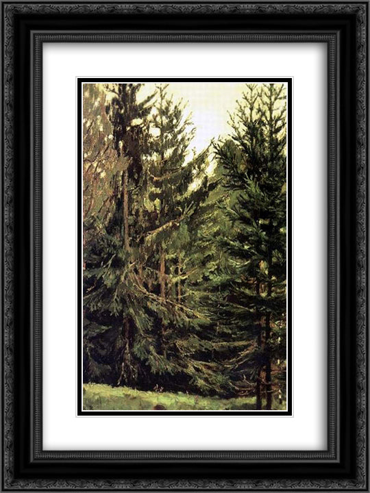 Edge of the spruce forest 18x24 Black Ornate Wood Framed Art Print Poster with Double Matting by Vasnetsov, Viktor