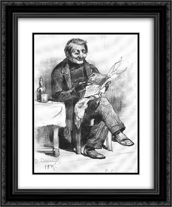 Entertainment 20x24 Black Ornate Wood Framed Art Print Poster with Double Matting by Vasnetsov, Viktor