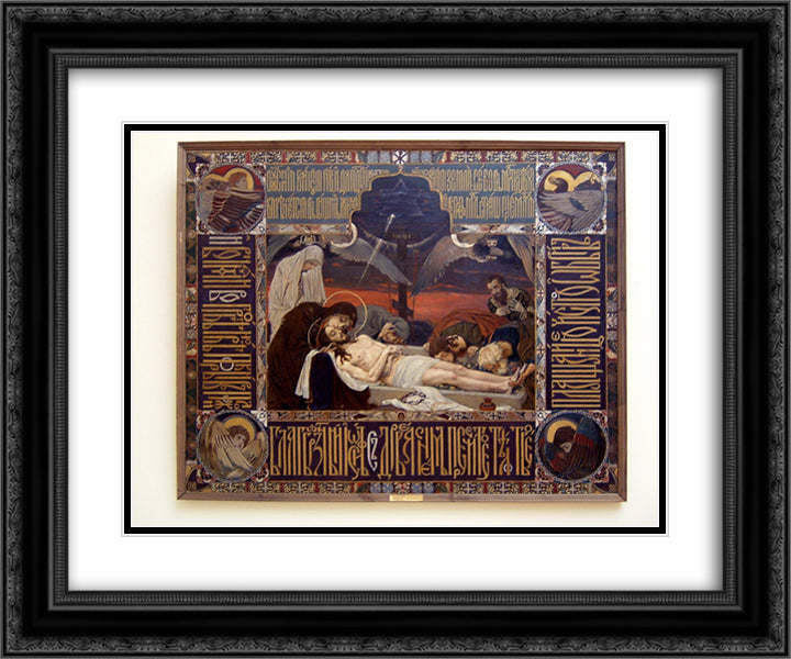 Entombment of Christ 24x20 Black Ornate Wood Framed Art Print Poster with Double Matting by Vasnetsov, Viktor