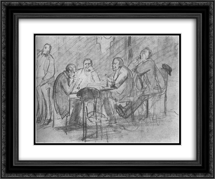 Game Preference (sketch) 24x20 Black Ornate Wood Framed Art Print Poster with Double Matting by Vasnetsov, Viktor