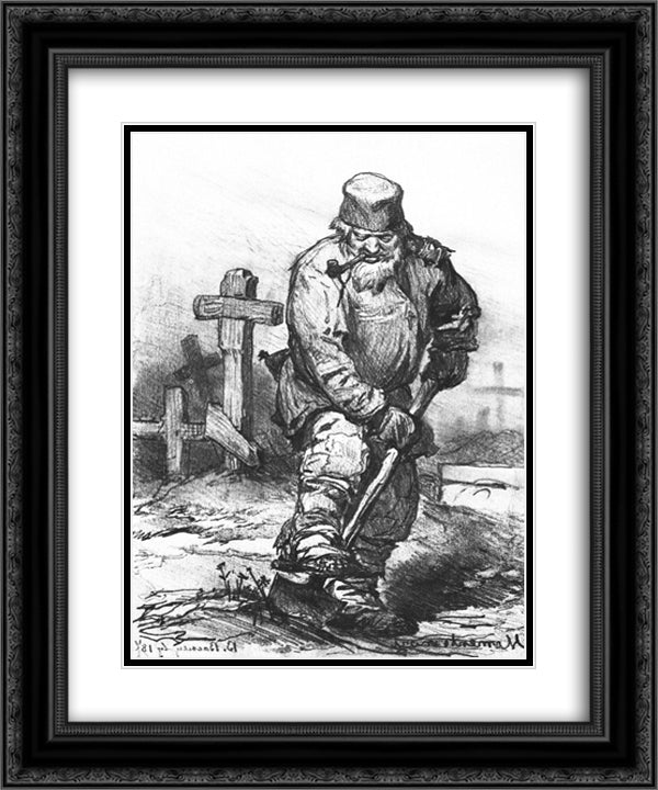 Grave digger 20x24 Black Ornate Wood Framed Art Print Poster with Double Matting by Vasnetsov, Viktor