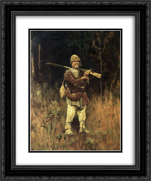 Headed Duck hunter 20x24 Black Ornate Wood Framed Art Print Poster with Double Matting by Vasnetsov, Viktor