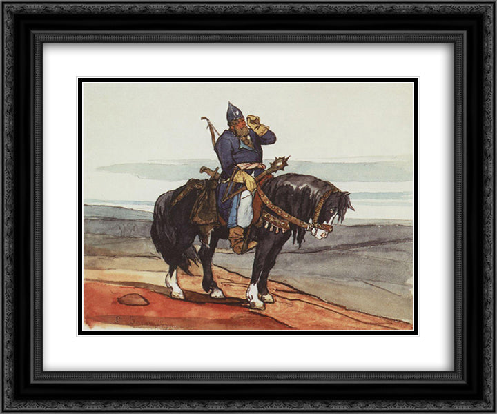 Hero 24x20 Black Ornate Wood Framed Art Print Poster with Double Matting by Vasnetsov, Viktor