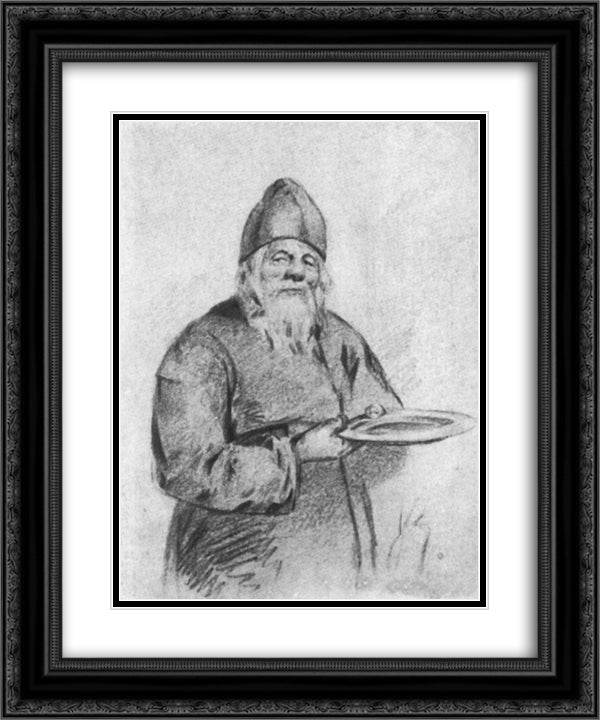 Monk collector 20x24 Black Ornate Wood Framed Art Print Poster with Double Matting by Vasnetsov, Viktor