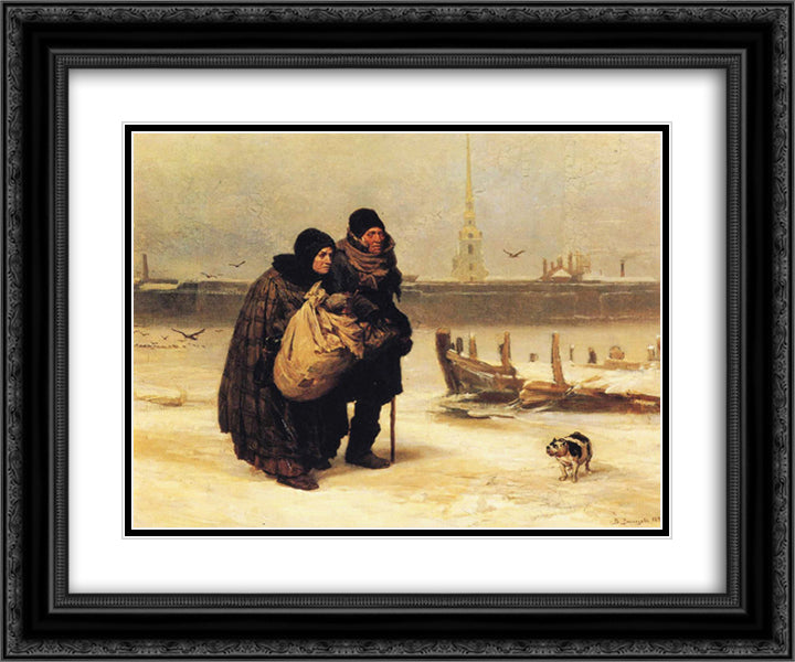 Moving House 24x20 Black Ornate Wood Framed Art Print Poster with Double Matting by Vasnetsov, Viktor