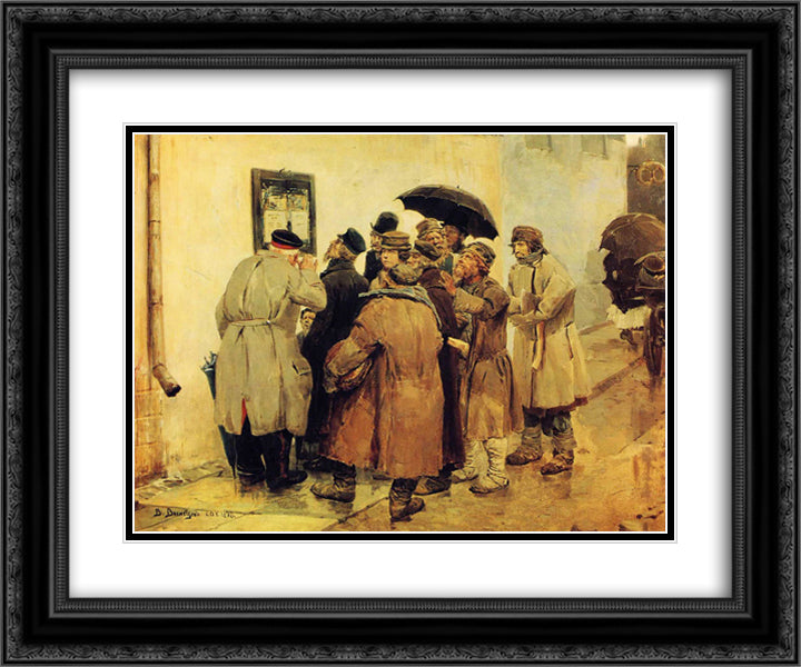 News from the Front 24x20 Black Ornate Wood Framed Art Print Poster with Double Matting by Vasnetsov, Viktor