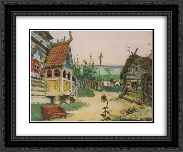 Nina Slobodka Berendeevka 24x20 Black Ornate Wood Framed Art Print Poster with Double Matting by Vasnetsov, Viktor