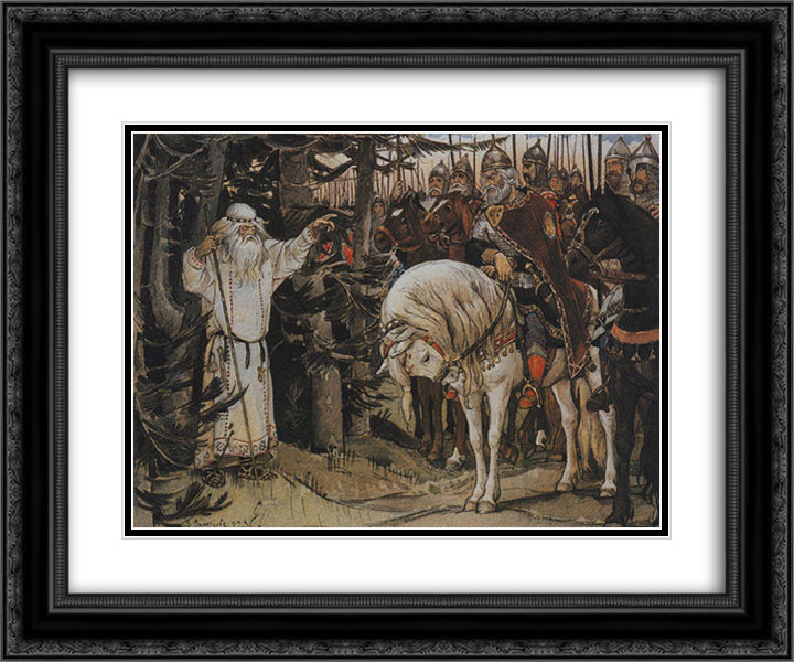 Oleg meets wizard 24x20 Black Ornate Wood Framed Art Print Poster with Double Matting by Vasnetsov, Viktor