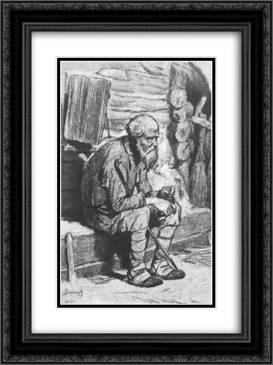 On the earth 18x24 Black Ornate Wood Framed Art Print Poster with Double Matting by Vasnetsov, Viktor