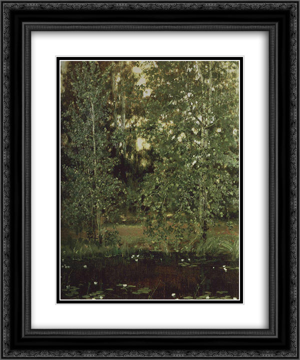 Pond in Ochtir 20x24 Black Ornate Wood Framed Art Print Poster with Double Matting by Vasnetsov, Viktor